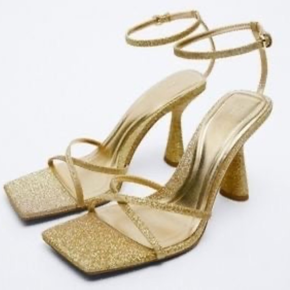 Zara Gold Strappy Heeled - Picture 9 of 9